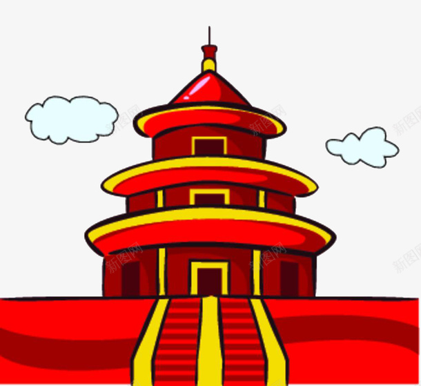 卡通红色寺庙png免抠素材_88icon https://88icon.com 中国风寺庙 儿童画 卡通 卡通庙 古典建筑 宫殿 寺庙 建筑 红色寺庙