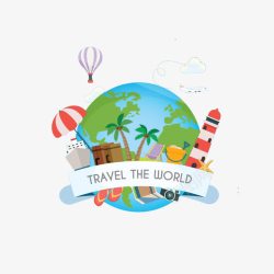 创意环球旅行插画素材