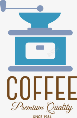 蓝色咖啡机咖啡标签矢量图素材