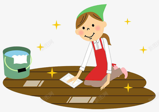 蹲在地上擦地板的女孩png免抠素材_88icon https://88icon.com 人物插图 卡通 女孩 抹布 擦地板 水桶 蹲在地上