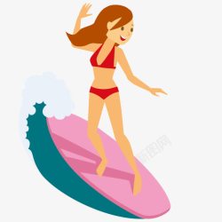 站在滑板上冲浪的女孩素材