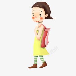 背书包的小女孩素材