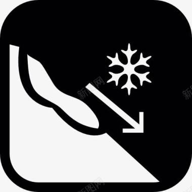 透明雪花雪崩警告图标图标