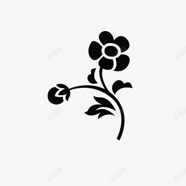 黑色线条花png免抠素材_88icon https://88icon.com 剪影 线条 花 花叶剪影背景图 黑色