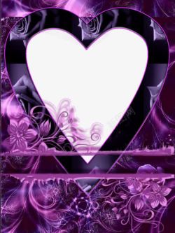 紫色爱心边框元素素材