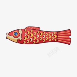 红色的小鱼民族饰物素材