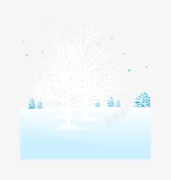 雪天白色的树矢量图素材