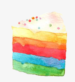 手绘彩色多层蛋糕素材