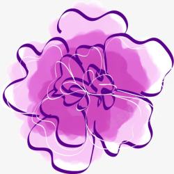创意合成手绘紫色的花朵素材