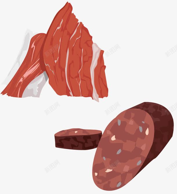 手绘肉制品png免抠素材_88icon https://88icon.com 卡通 培根肉 手绘 火腿肠 肉制品