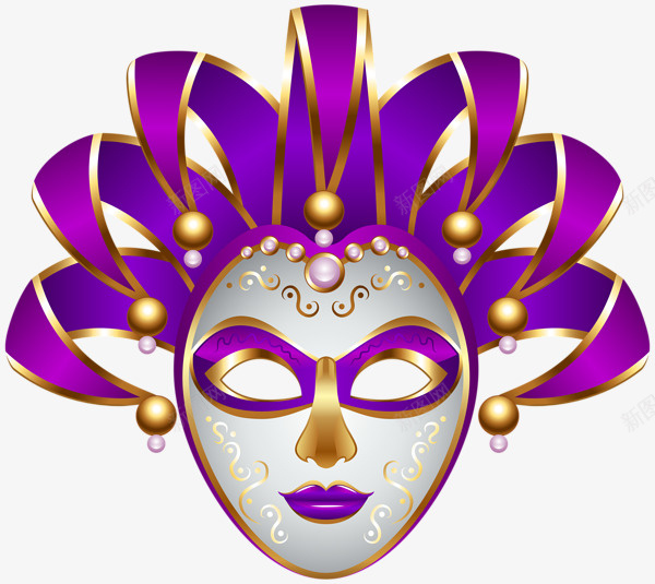 手绘紫色小丑面具png免抠素材_88icon https://88icon.com 创意 小丑 装饰面具 面具