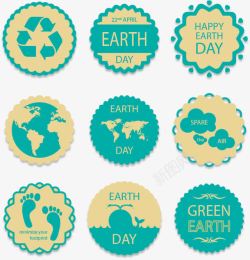 6款绿色地球日标签素材