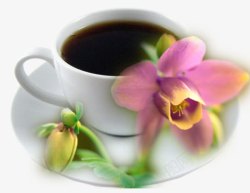 粉色花朵黑糖咖啡杯素材