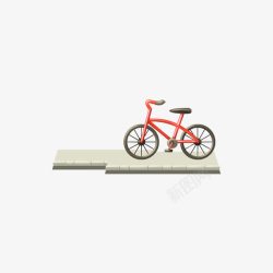停放在青石砖上的自行车素材