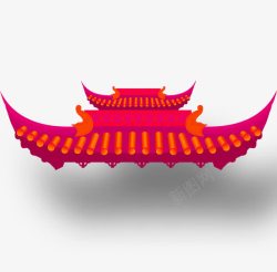 红色中国风屋顶装饰图案素材