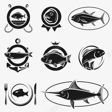 深绿色背景图片鱼肉美食logo片图标图标