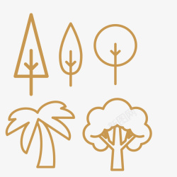 四种不同树木叶子的图案素材
