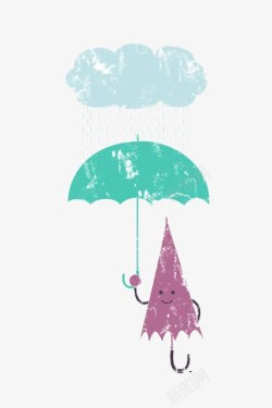 下雨撑伞卡通素材