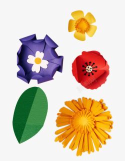 创意手绘质感五颜六色的花朵素材