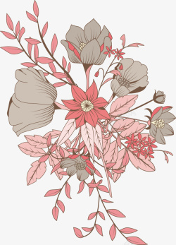 精美手绘装饰花草花卉植物矢量图素材