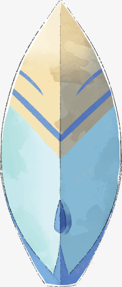 蓝色手绘夏日冲浪板矢量图素材