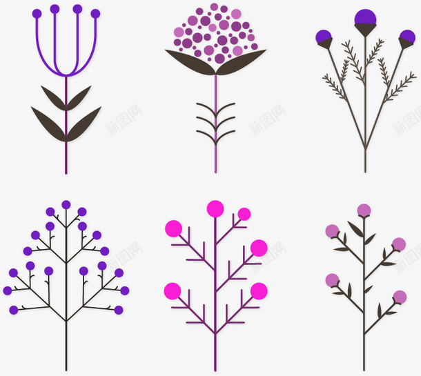 紫色简约线条植物装饰图案png免抠素材_88icon https://88icon.com 免扣PNG 植物 简约 紫色 线条 装饰图案