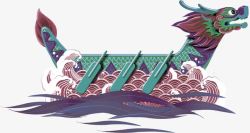 绿色中国风龙舟装饰图案素材