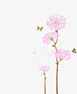 彩绘蝴蝶花卉墙绘素材
