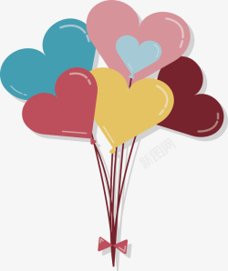 彩色爱心情人节气球矢量图素材