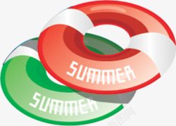 红白绿带summer泳圈素材