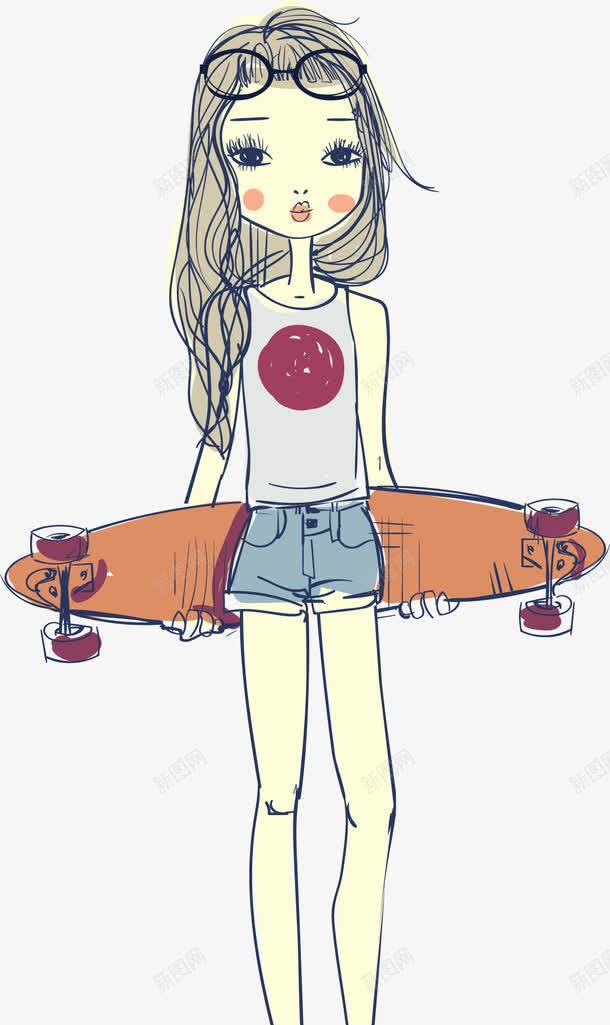 手拿滑板的女孩png免抠素材_88icon https://88icon.com 人物 女孩 滑板 美女