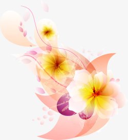 手绘梦幻彩色花朵花纹素材