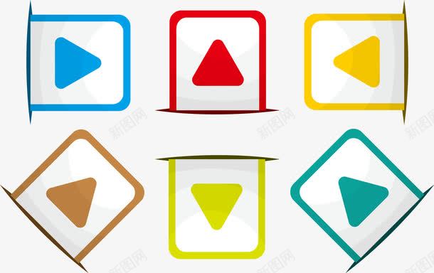现代简约彩色播放按钮矢量图ai免抠素材_88icon https://88icon.com 彩色 按钮 现代 矢量图