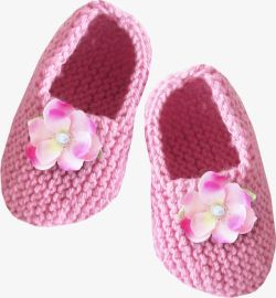 粉色花朵毛织小鞋素材