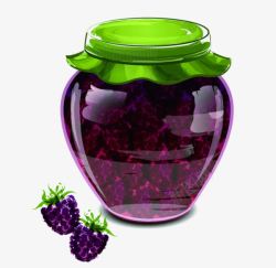 紫色树莓手绘树莓罐子高清图片
