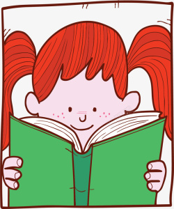 红头发看书的女孩矢量图素材