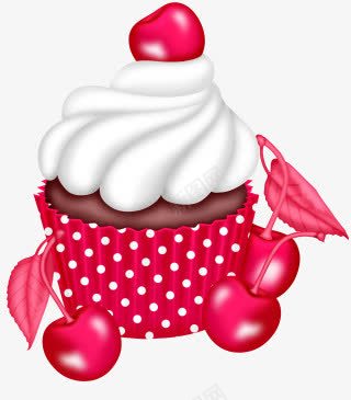 手绘红色水果纸杯蛋糕png免抠素材_88icon https://88icon.com 卡通 手绘 水果蛋糕 红色 纸杯蛋糕