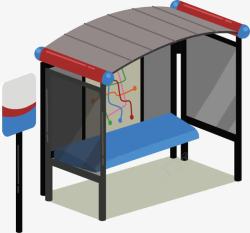 立体效果公交站候车室矢量图素材