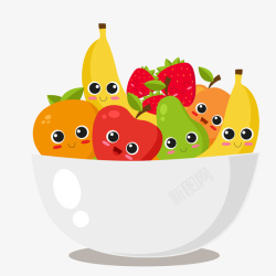 卡通装在碗里的可爱水果矢量图素材