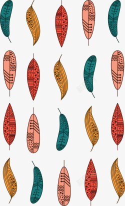 波希米亚风格树叶背景矢量图素材