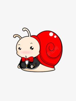 一只绅士的可爱卡通蜗牛素材