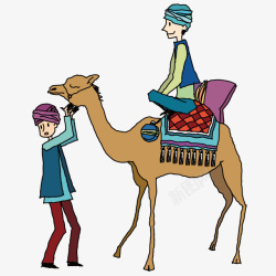 骑骆驼的男孩矢量图素材