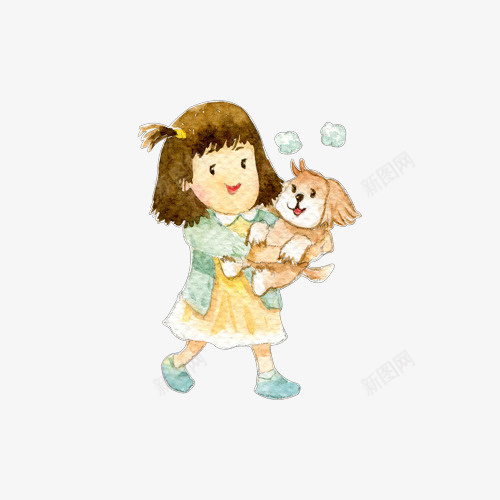 抱着小狗的女孩png免抠素材_88icon https://88icon.com PNG素材 女孩 小狗 手绘