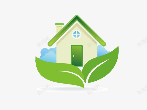 绿叶房屋png免抠素材_88icon https://88icon.com 健康 房屋 树叶 环保 绿叶 绿色