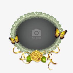 蕾丝花卉蝴蝶相框矢量图高清图片