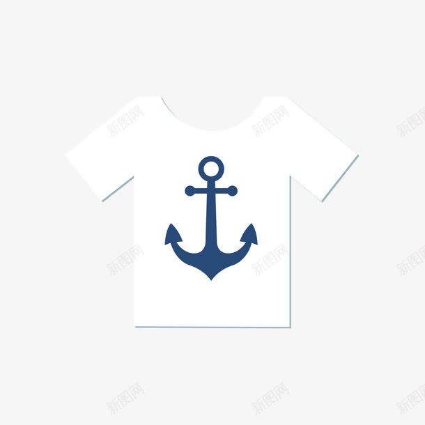 锚装饰白色短袖png免抠素材_88icon https://88icon.com 白色 短袖 锚