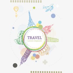 彩绘环球旅行标签素材