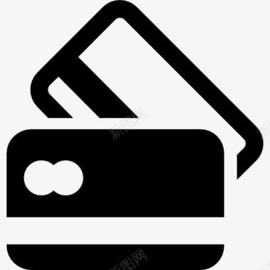 信用卡诈黑色和白色的信用卡图标图标