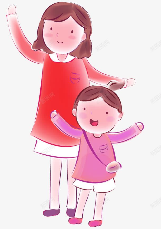 红色卡通母子装饰图案png免抠素材_88icon https://88icon.com 免抠PNG 卡通 母子 红色 装饰图案