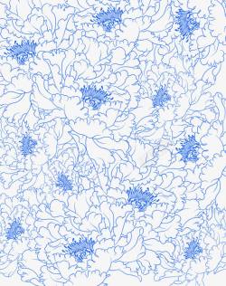 中秋节手绘线条花朵蓝色素材